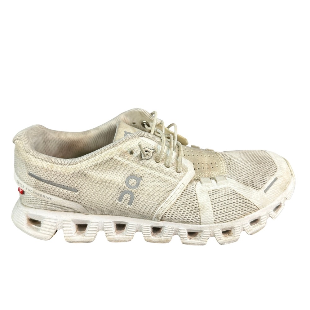 On Cloud 5 Running Shoes Cream White Mesh Sneakers Swiss Engineering Women's 6
